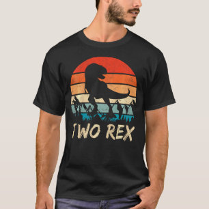 Kids Two Rex 2nd Birthday Gift Second Dinosaur 2 Y T-Shirt