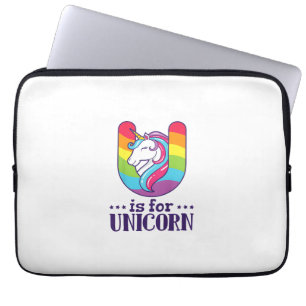 Kids U Is For Unicorn Alphabet T-Shirt Laptop Sleeve