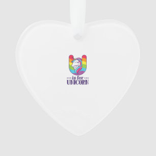 Kids U Is For Unicorn Alphabet T-Shirt Ornament