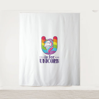 Kids U Is For Unicorn Alphabet T-Shirt Tapestry