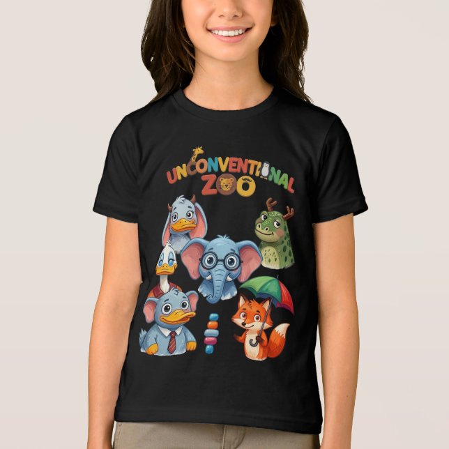 Kids Unconventional Zoo Funny Animals Tri-Blend Shirt (Front)