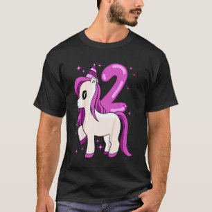 Kids Unicorn 2 Years Birthday T-Shirt