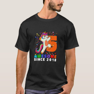 Kids Unicorn 5 Birthday 5 Years Awesome since 2018 T-Shirt