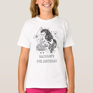 Kids Unicorn Birthday Keepsake Colouring  T-Shirt