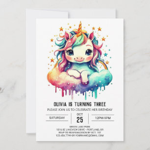 Kids Unicorn Birthday Magic Invitation