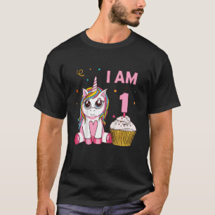 Kids Unicorn girl mythical creature I Am 1 years b T-Shirt