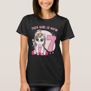 Kids Unicorn girl mythical creature I Am 7 years b T-Shirt