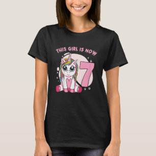 Kids Unicorn girl mythical creature I Am 7 years b T-Shirt