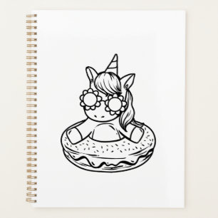 Kids Unicorn In A Doughnut For Colouring Paint Gir Planner