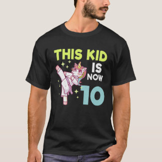 Kids Unicorn Karate Birth Born 10 Karate T-Shirt