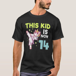 Kids Unicorn Karate Birth Born 14 Karate T-Shirt