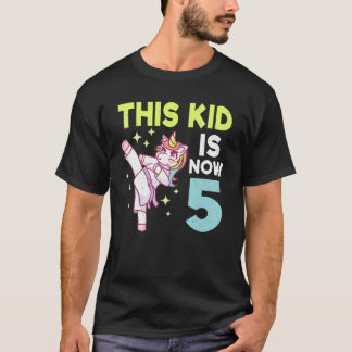 Kids Unicorn Karate Birth Born 5 Karate T-Shirt