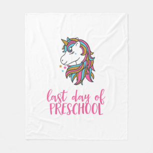 Kids Unicorn Last Day of Preschool Shirt for Girls Fleece Blanket