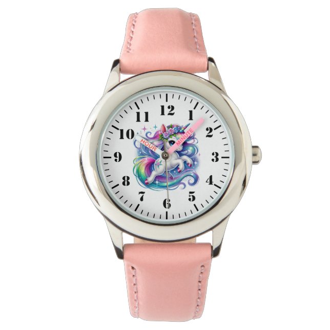 Kids Unicorn Leather Watch (Front)