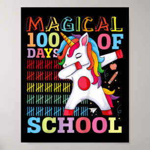 Kids Unicorn Magical 100th Day Of School Gift Boys Poster