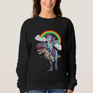 Kids Unicorn Riding Dinosaur Boys Girls Kids Men W Sweatshirt