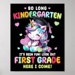 Kids Unicorn So Long Kindergarten Graduation Last Poster