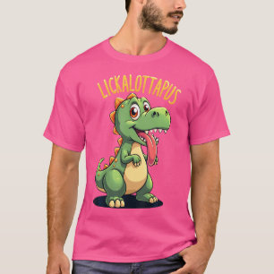 Kids Unisex-Adults Lickalottapus Dinosaur 	 Black  T-Shirt