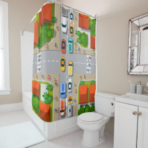 Kids Urban Traffic Jam Shower Curtain