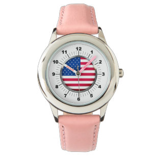 Kid's USA Adjustable Bezel Stainless Steel Pink Watch