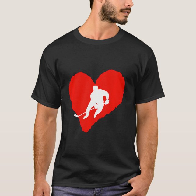 Kids Valentine Day Funny Hockey For Boys Kids Hock T-Shirt (Front)