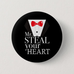 Kids Valentines Day Boys Mr. Steal Your Heart Suit 6 Cm Round Badge