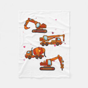 Kids Valentines Day Construction Trucks Boys Kids  Fleece Blanket
