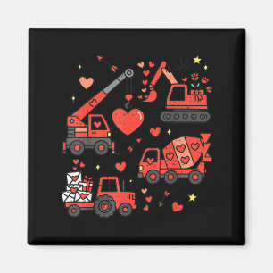 Kids Valentines Day Construction Trucks Funny Boys Magnet