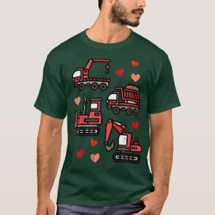 Kids Valentines Day Construction Trucks Funny Boys T-Shirt