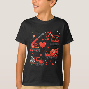 Kids Valentines Day Construction Trucks Funny Boys T-Shirt