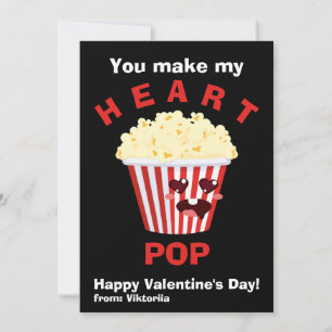 Kids Valentine's Day Cute Popcorn Black Holiday Card