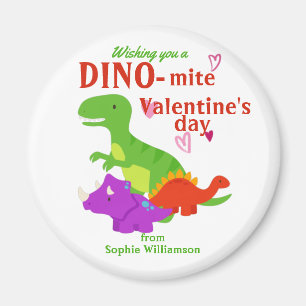 Kids Valentines Day Dino-mite Dinosaur  Magnet