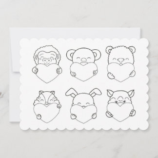 Kids Valentine's day  Hearts Animals Colouring Car