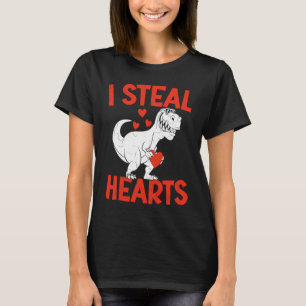 Kids Valentines Day I Steal Hearts Love Trex Dino  T-Shirt