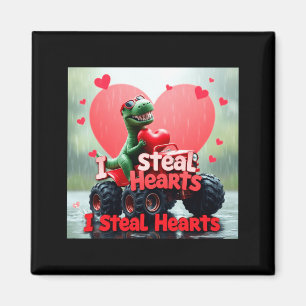 Kids Valentines Day Monster Truck Trex I Steal Hea Magnet