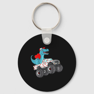 Kids Valentines Day T Rex Riding Monster Truck Fun Key Ring