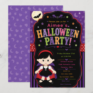 Kids Vampire Halloween Party Invitation