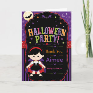 Kids Vampire Halloween Party Thank You Card