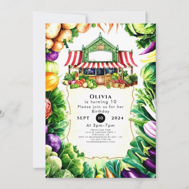 Kids Vegetables Farmers Market Birthday Invitation (Front)