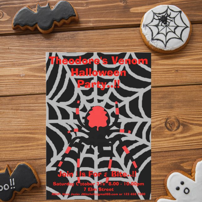 Kids Venom Halloween Party Invitation (Venom Halloween Party Invite)