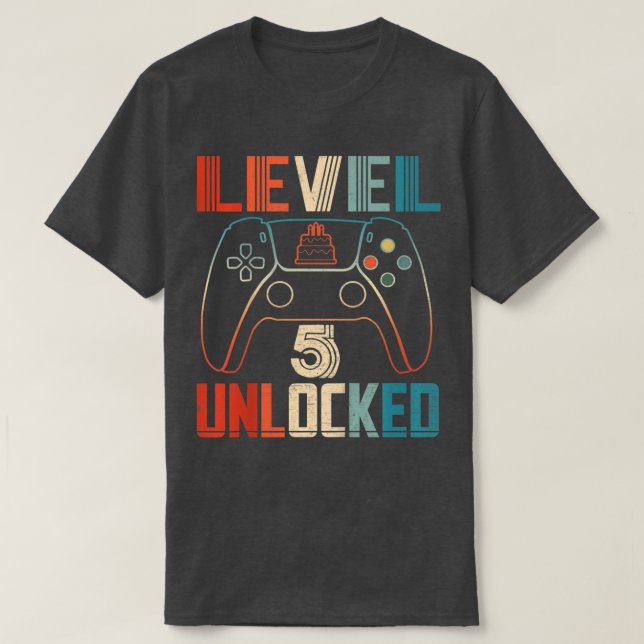 Kids Video Game Controller Unlocked Level 5 Birthd T-Shirt (Design Front)
