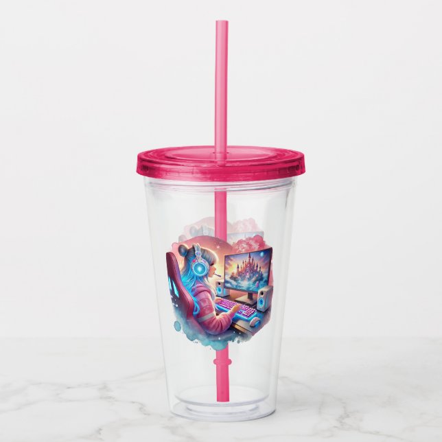Kids Video Gamer  Acrylic Tumbler (Front)