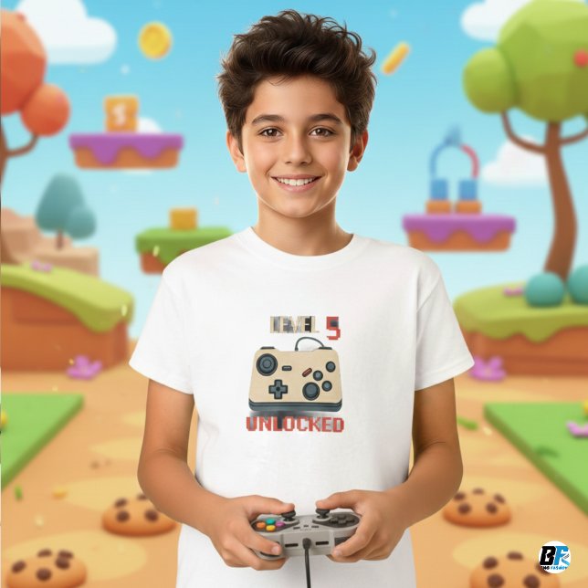 Kids Video Gaming Level 5 Unlocked T-Shirt (Creator Uploaded)
