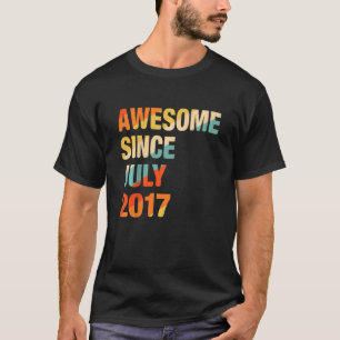 Kids Vintage 5th Birthday Awesome Since July 2017 T-Shirt