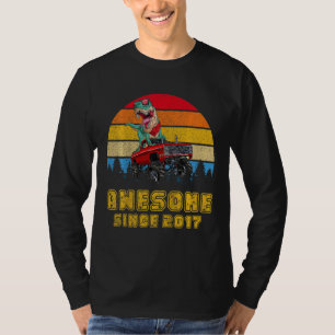 Kids Vintage Awesome Since 2017 Rex Monster Truck T-Shirt
