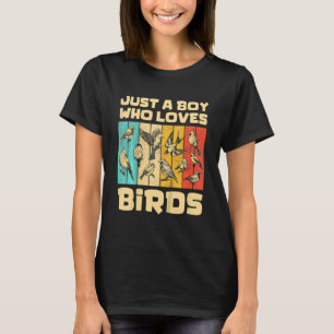 Kids Vintage Birds Just A Boy Who Loves Birds T-Shirt