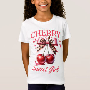 Kids vintage cherry and pink bow  T-Shirt