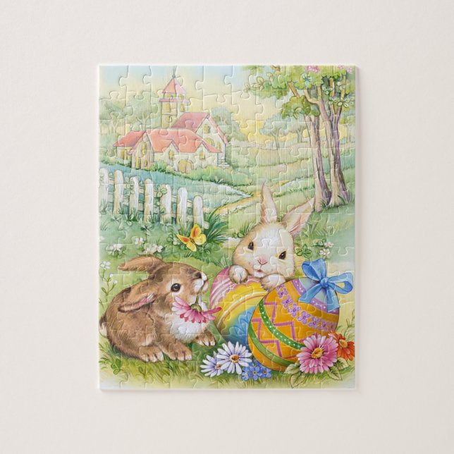 Kids Vintage Easter Bunnies Jigsaw Puzzle (Vertical)