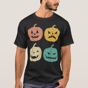 Kids Vintage Halloween Pumpkin Costume Pumpkin Fac T-Shirt
