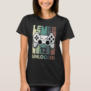 Kids Vintage Level 13 Unlocked Video Gamer 13th Bi T-Shirt